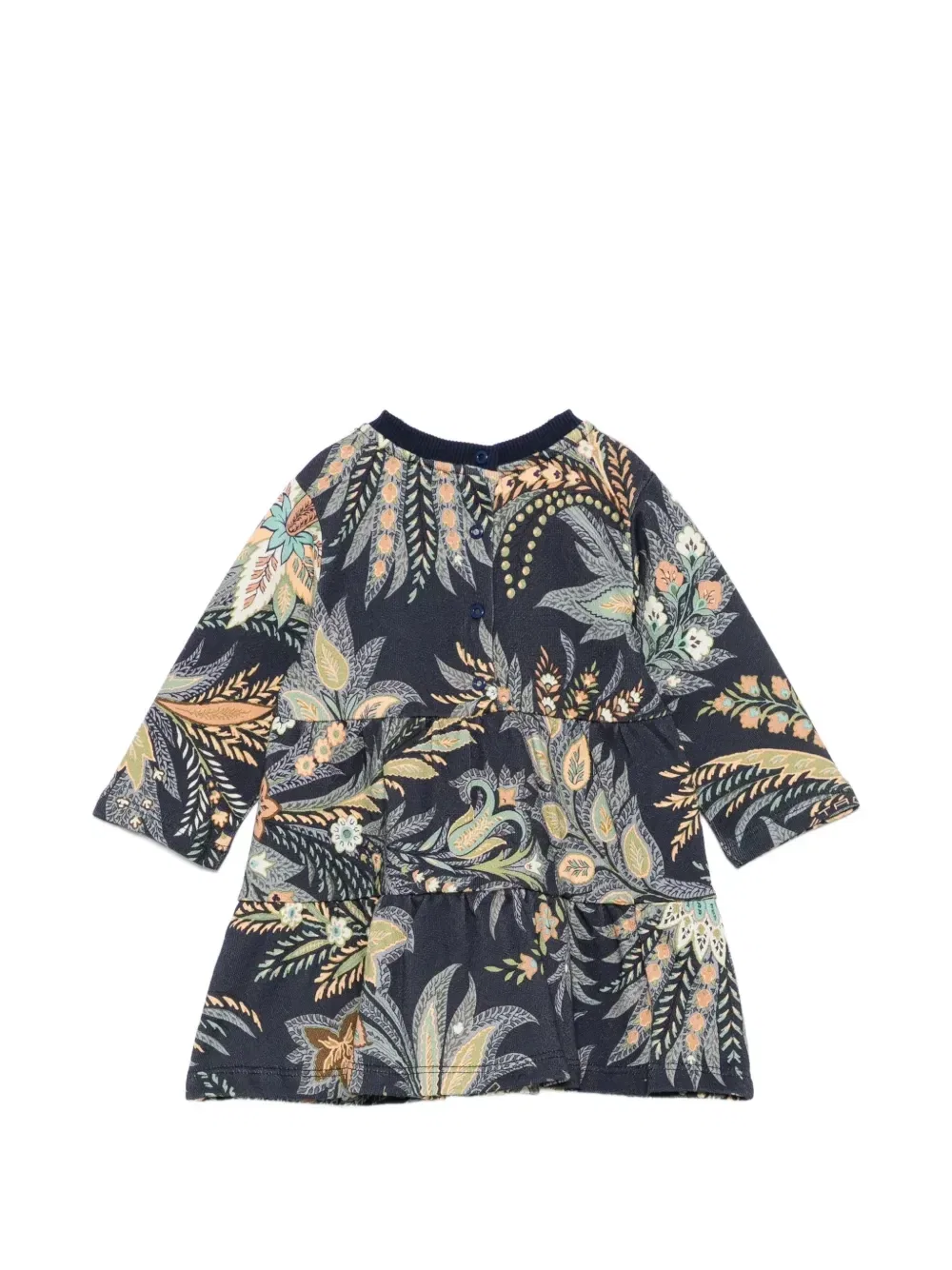 Ярусное платье с принтом пейсли Etro Kids, синий — фото 2