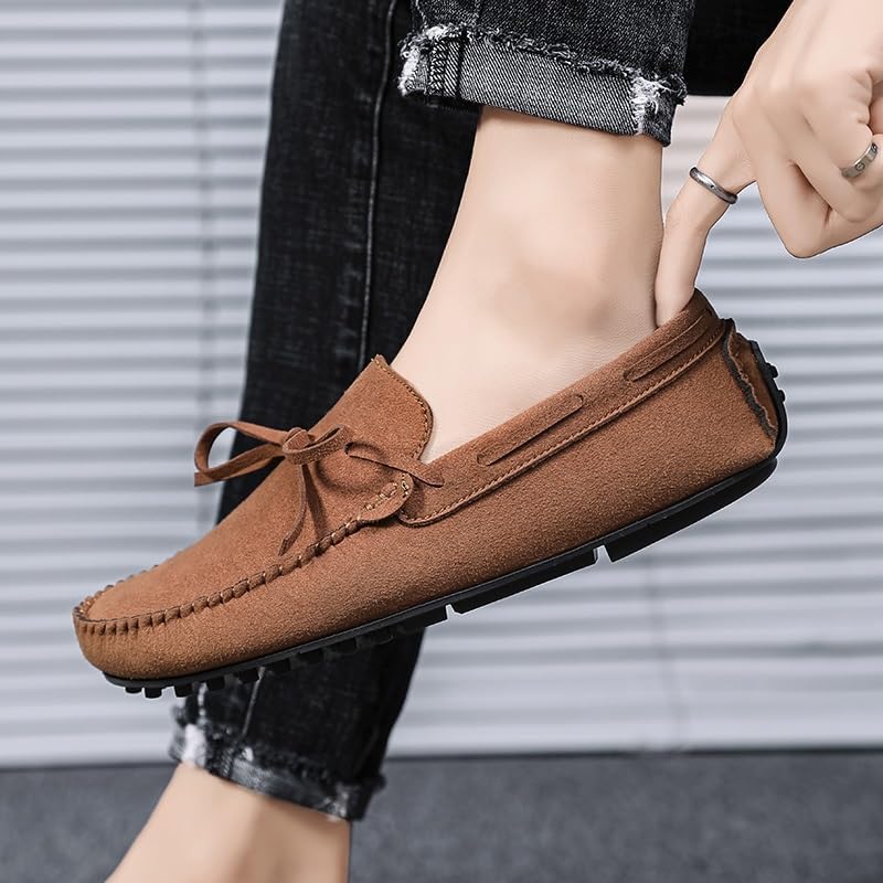 Мужские лоферы с круглым носом, замша Vamp Boat Boat Shoes Driving Locasters Sayfur, коричневый — фото 3