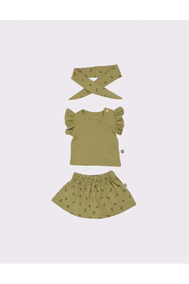 Детский комплект для девочек с принтом Basics Rg Kidsstore, Khaki — фото 3
