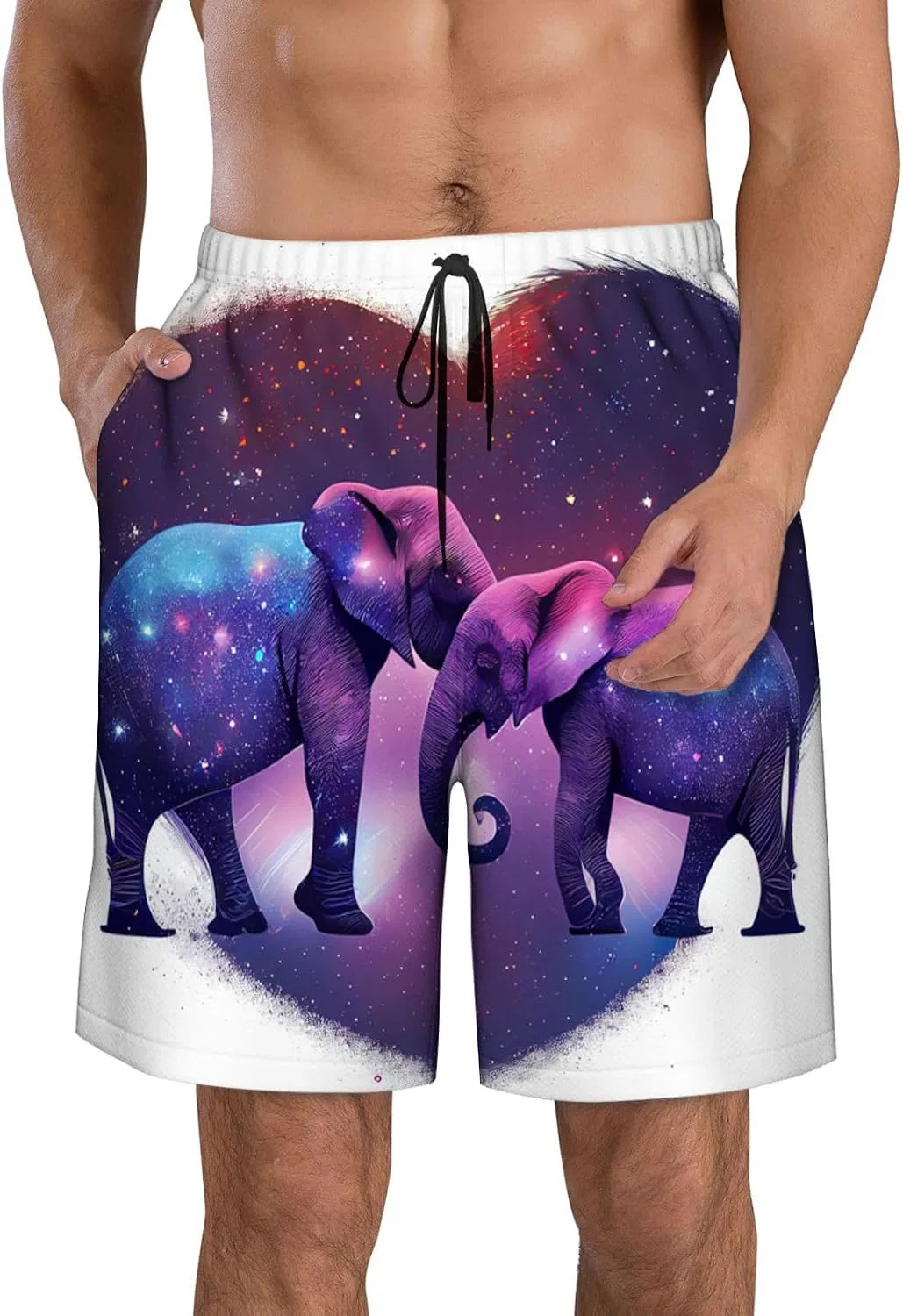 Женские быстросохнущие шорты для пляжа с карманами, Purple and White