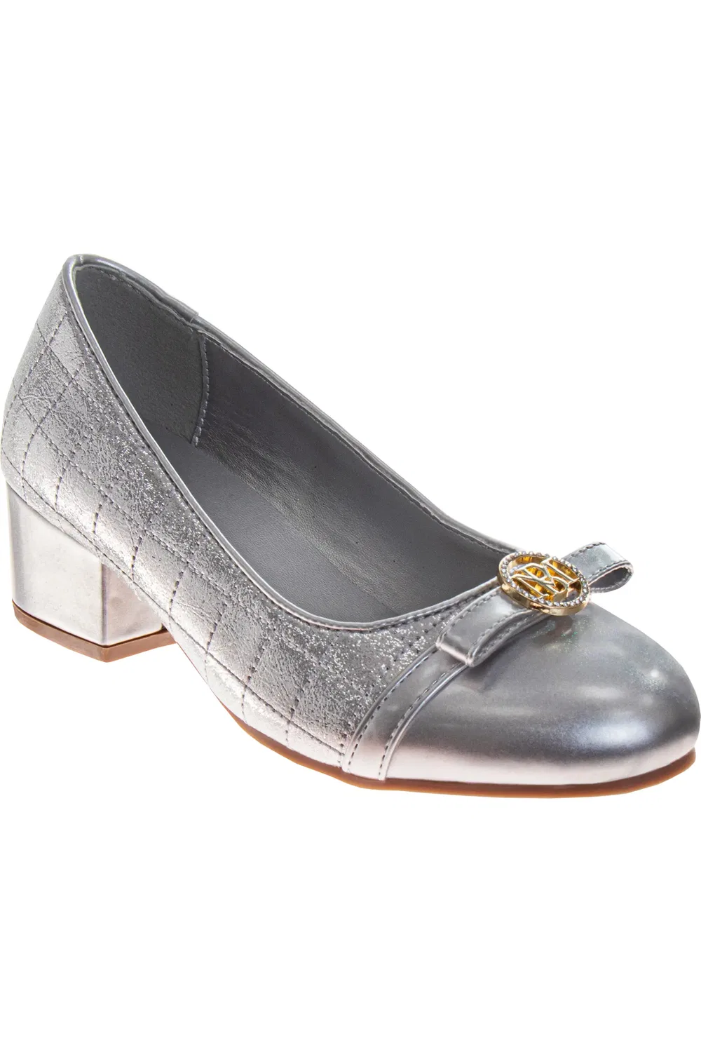 Детские туфли лодочки с геометрической стежкой Badgley Mischka Collection, Silver