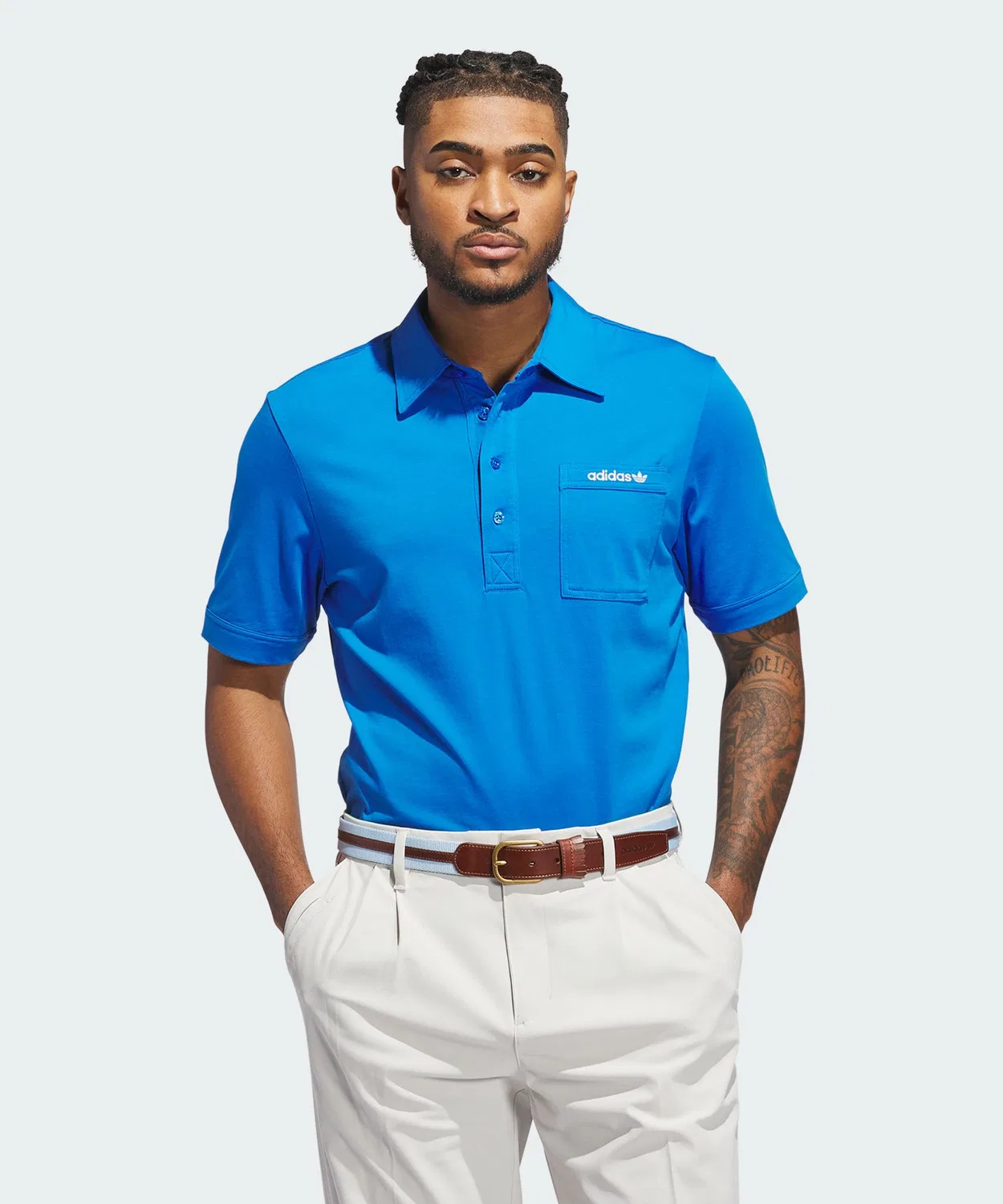 Мужская футболка-поло с длинным рукавомAdidas Golf Chest Pocket Half Sleeve Shirt, Cobalt Blue