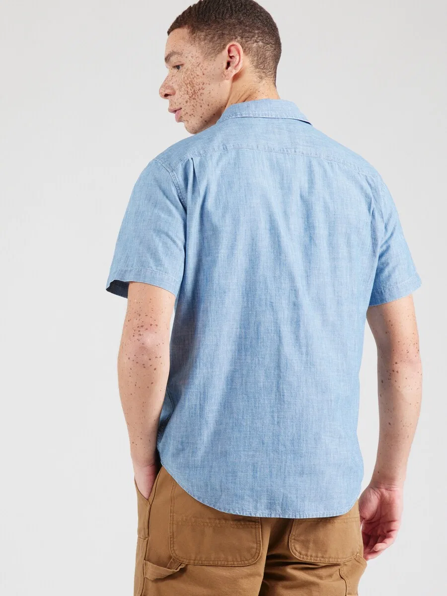 Рубашка LEVI'S Regular fit Button Up Shirt 'Short Sleeve Sunset One Pocket Standard Fit Shirt', синий джинсовый материал — фото 4