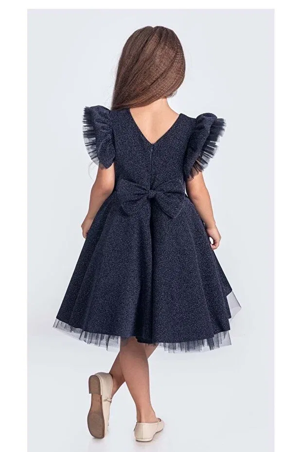 Детское платье для девочек с коротким рукавом Glittering Champs-Elysees Mnk Baby&Kids, Navy Blue — фото 3