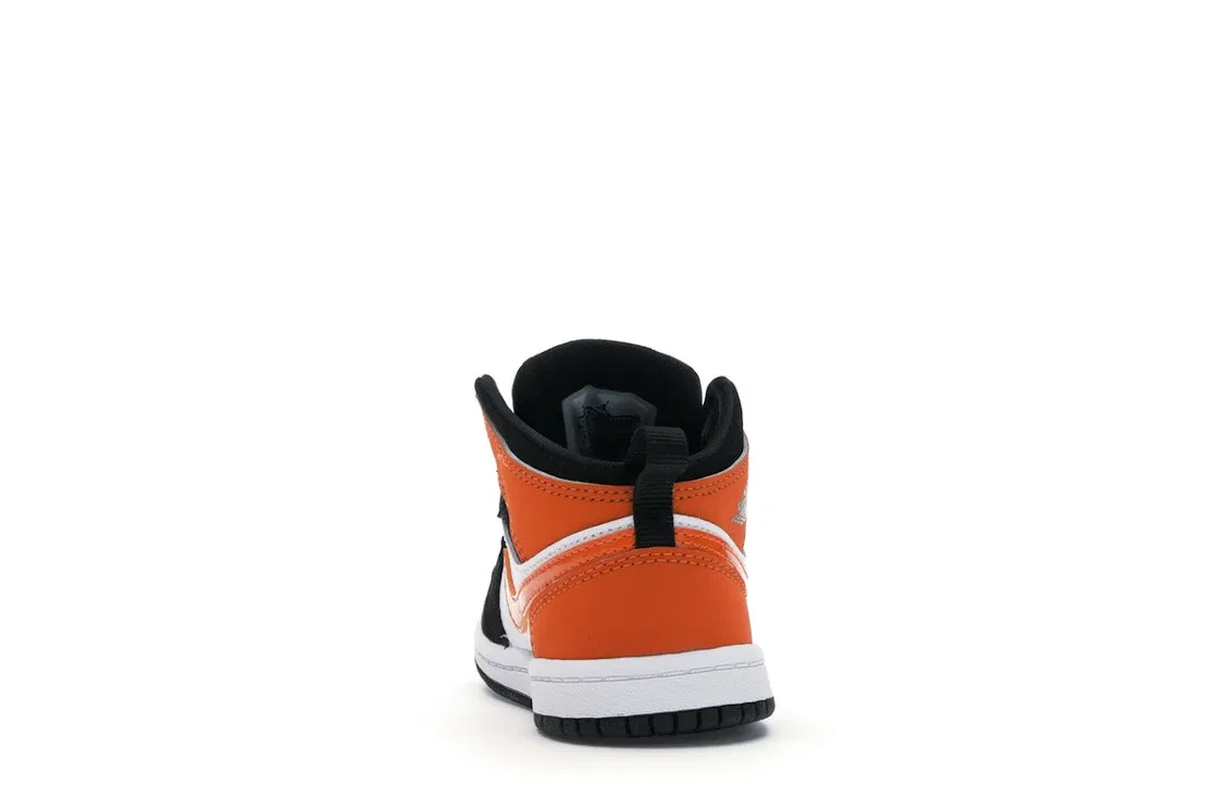 Детские кроссовки с принтом Jordan 1 Mid Shattered Backboard Jordan, Black/Starfish-Starfish-White — фото 4