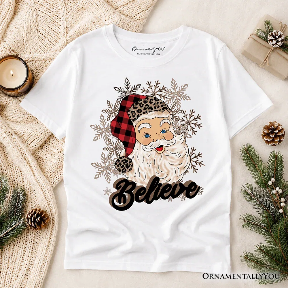 Детская футболка с принтом Santa Retro Holiday Graphic Tee OrnamentallyYou, White