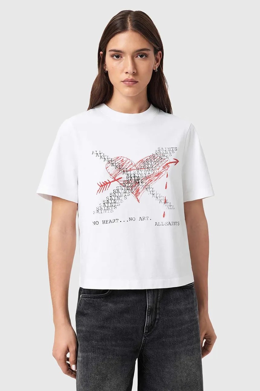 Футболка AllSaints Heartache Lisa Crew Neck, белый — фото 2