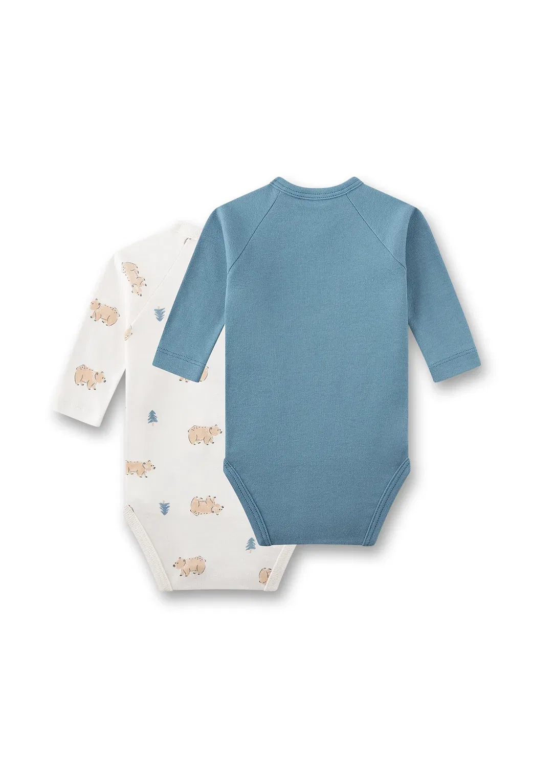 Baby-Wickelbody (doppelpack) langarm & blau bärchen - кузов Sanetta, Beige — фото 2