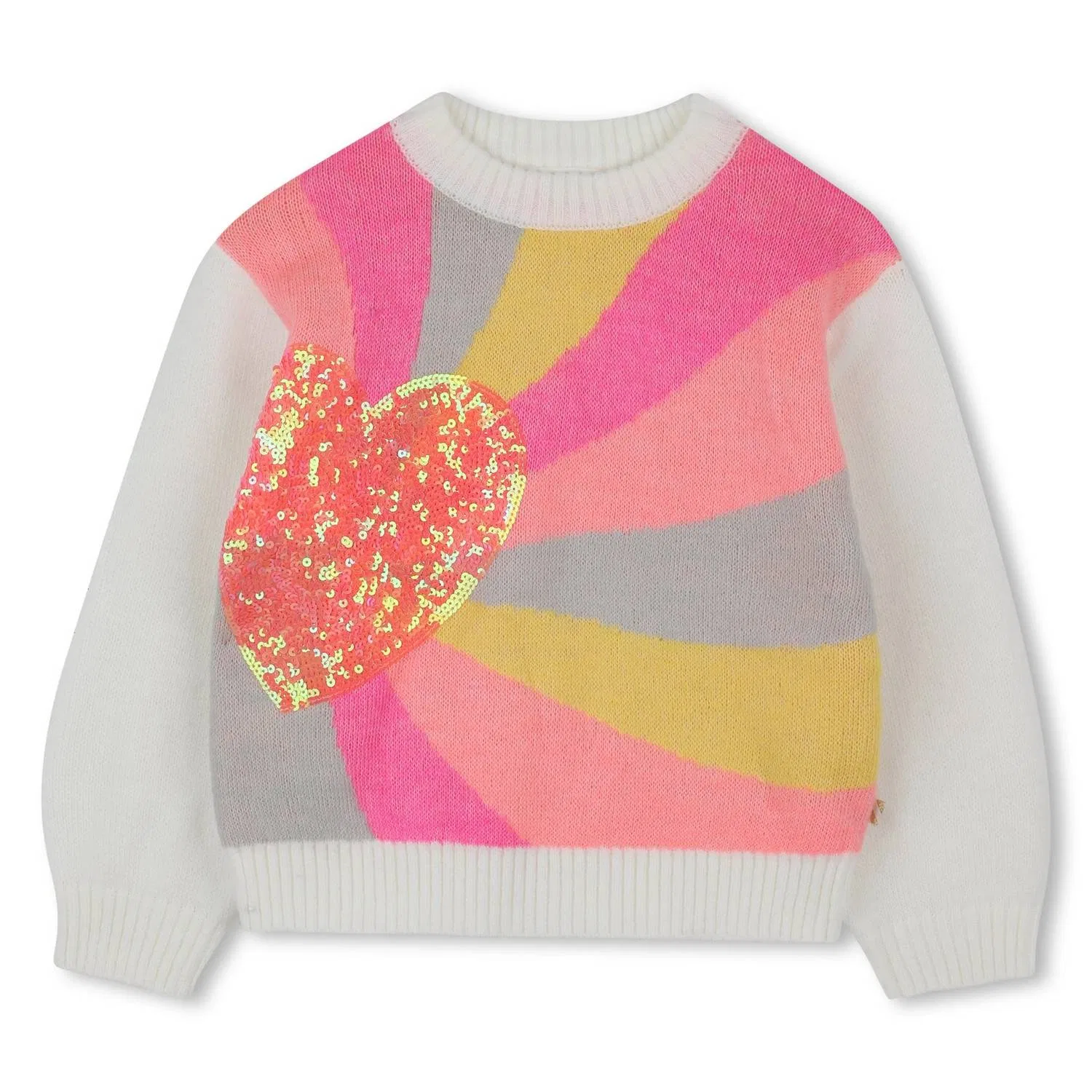 Детский свитер для девочек с длинным рукавом и принтом Rainbow Heart Billieblush, Ivory