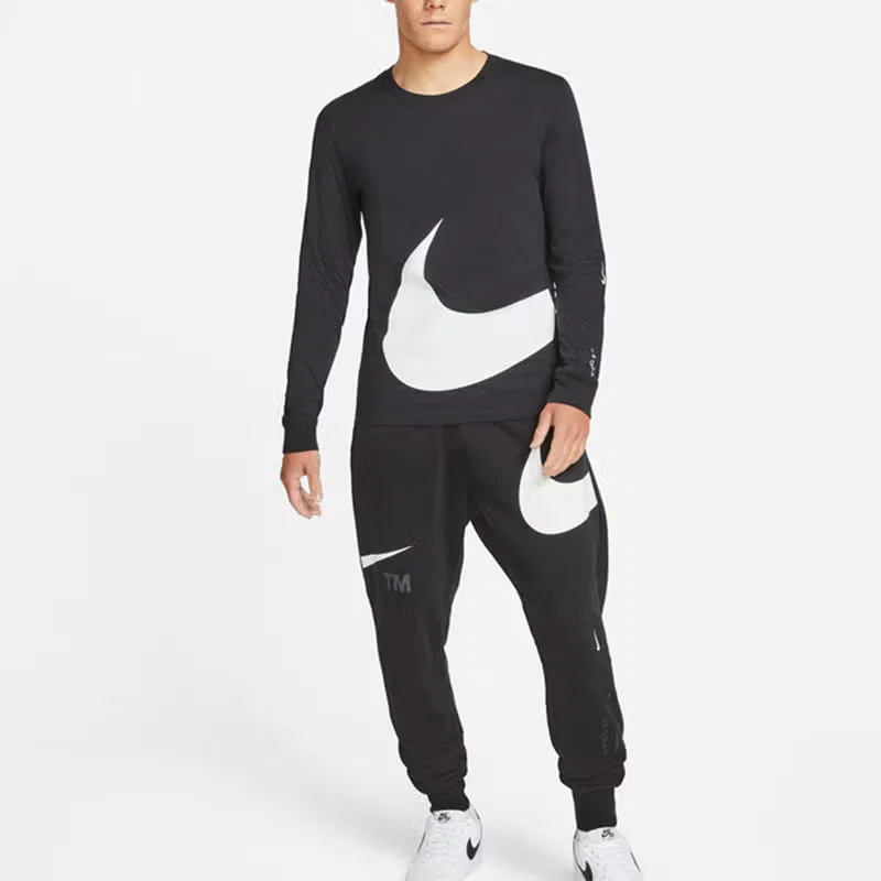 Лонгслив спортивный с крупным логотипом Nike, черный — фото 2