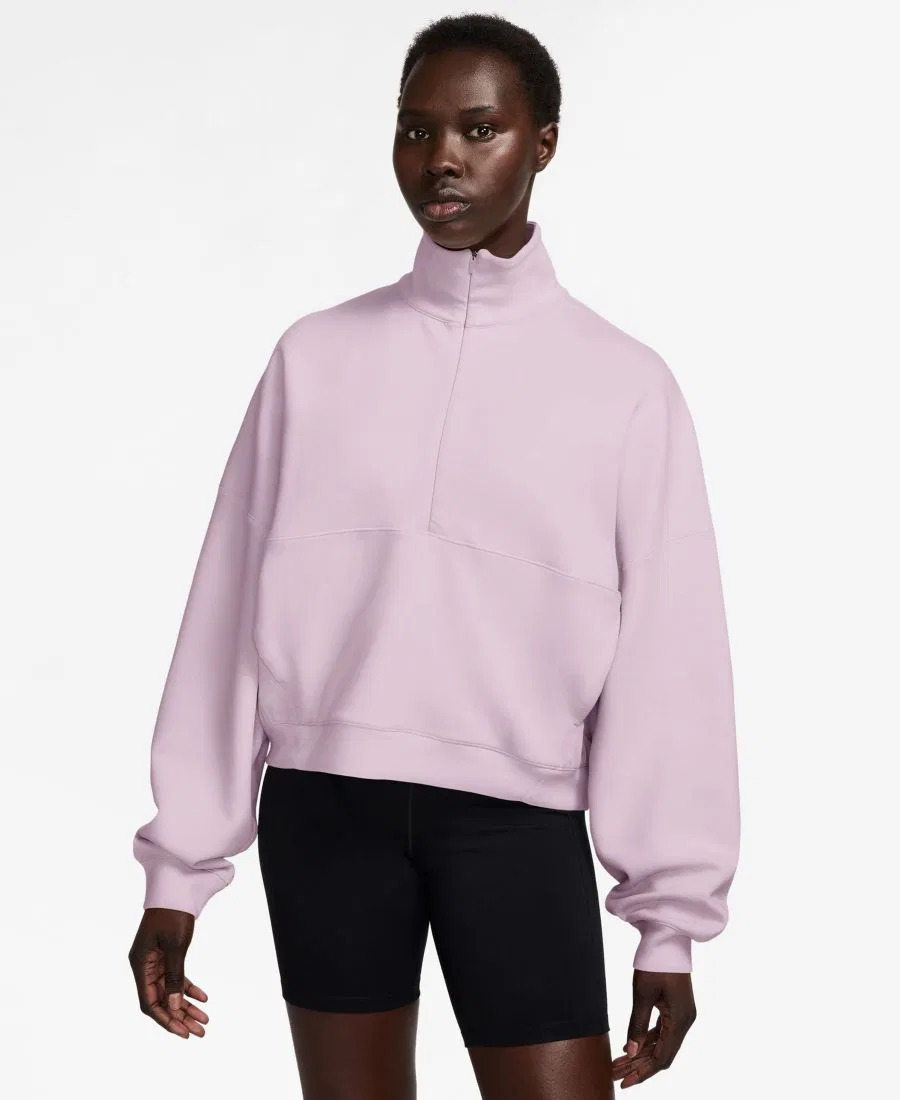 Женский топ оверсайз Nike 24.7 ImpossiblySoft с полузамком, Bleached Lilac