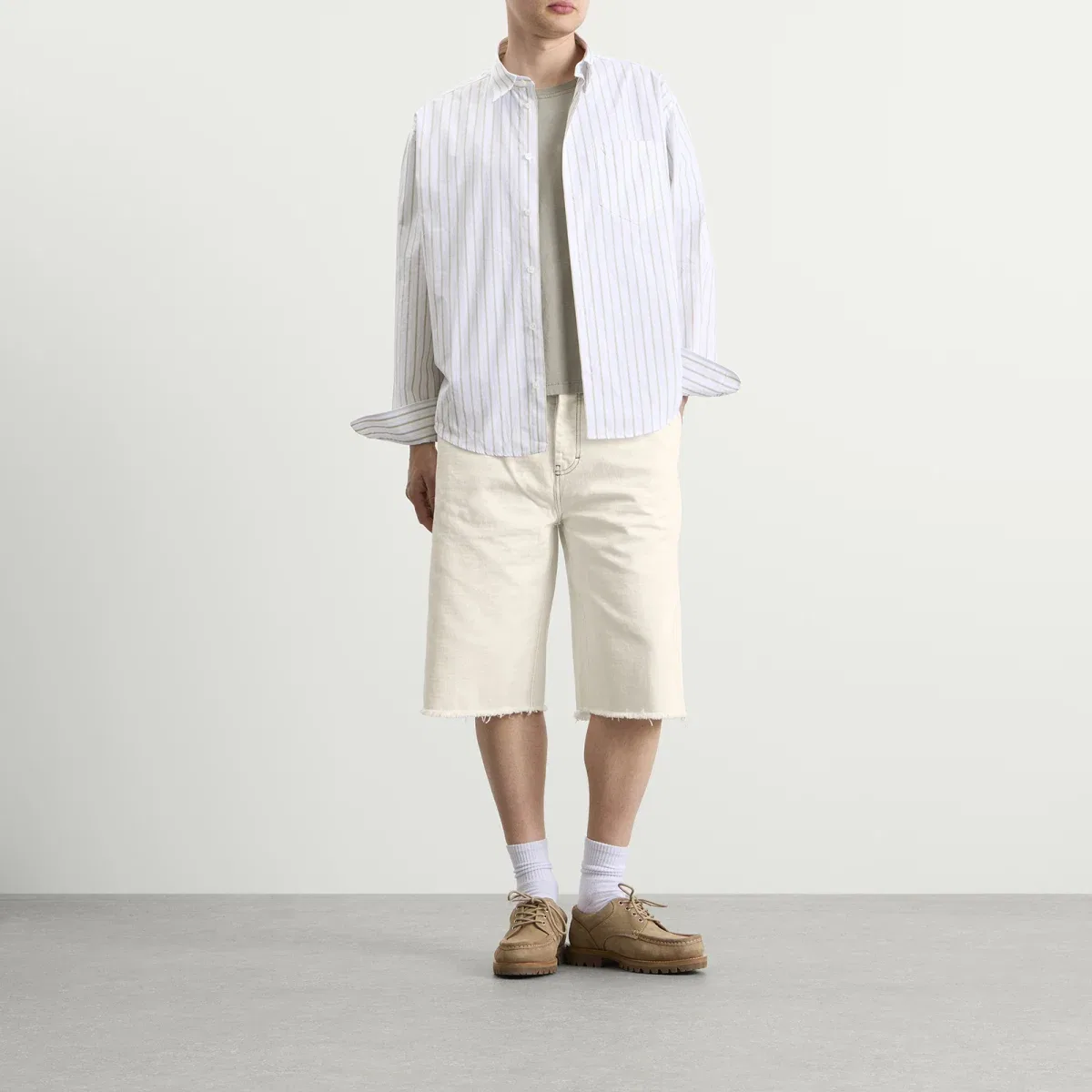 Шорты джинсовые свободного кроя Light Denim Short Ami Paris, White — фото 4
