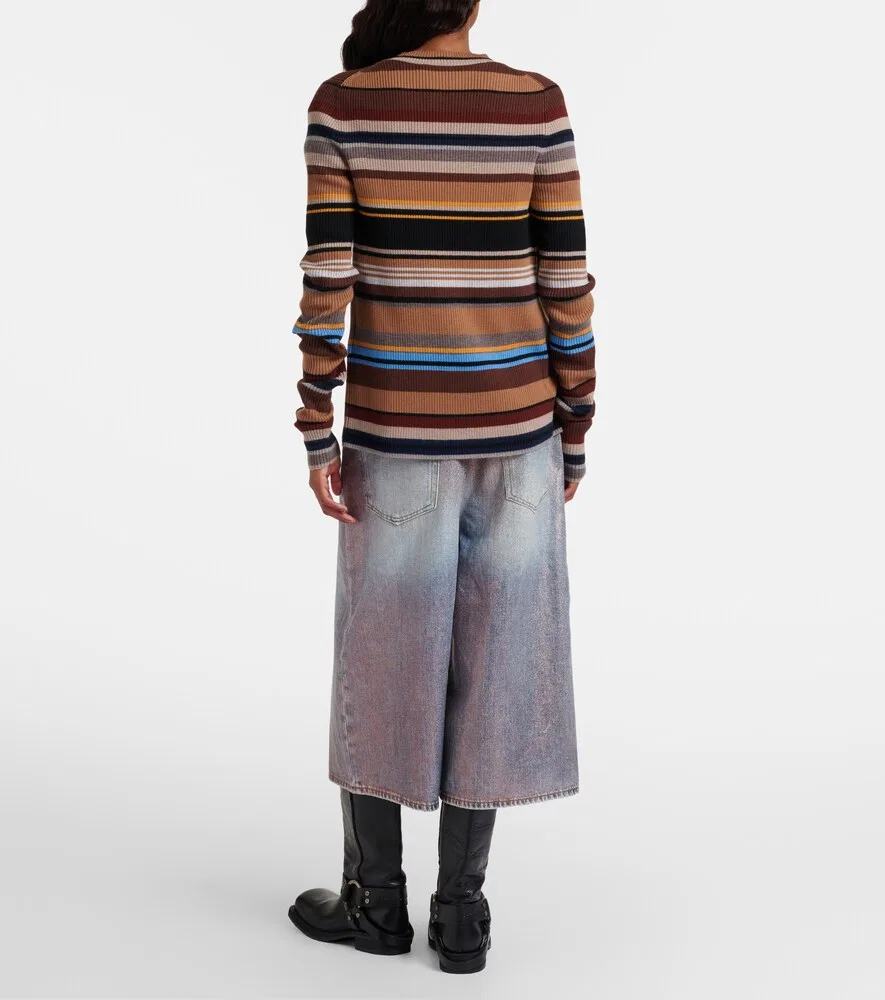 Джинсовые кюлоты с покрытием Acne Studios, синий — фото 3