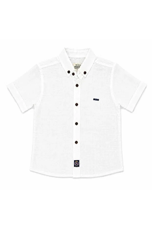 Детская рубашка для мальчиков хлопковая Basics Dgs Kids, White — фото 2