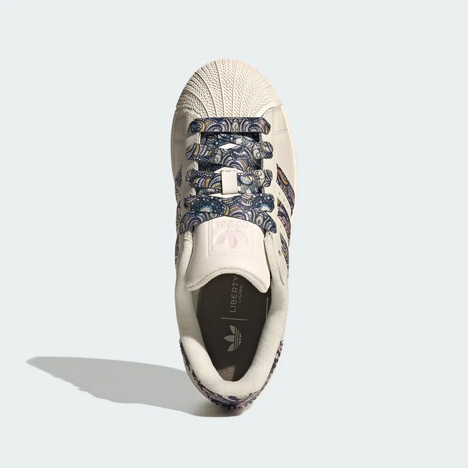 Детские кроссовки с принтом Sweet Issie Liberty London Superstar II Adidas Originals, белый/орхидея/коричневый — фото 3