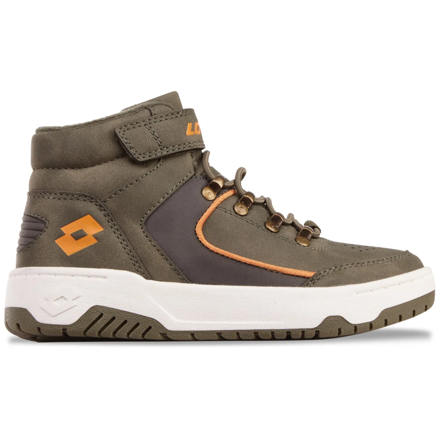 Детские зимние кроссовки на шнуровке и липучке Lotto, Olive/Dark Grey