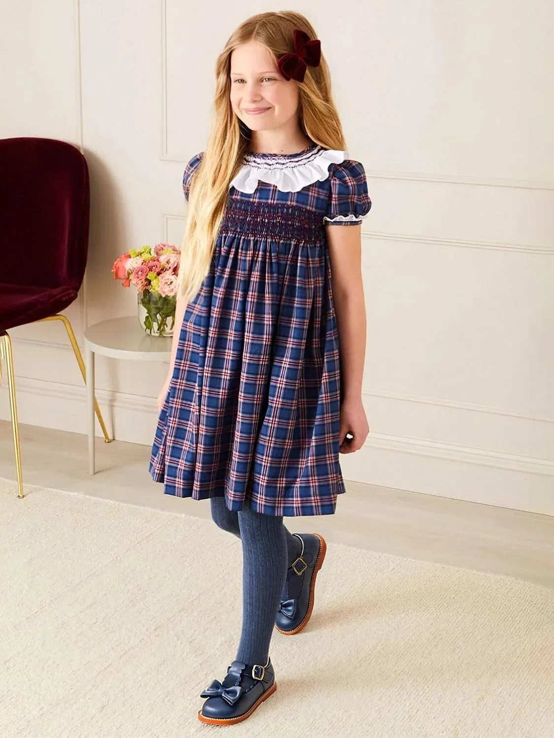 Детские туфли Мэри Джейн для девочек PHIRAMIN, Navy Blue — фото 2