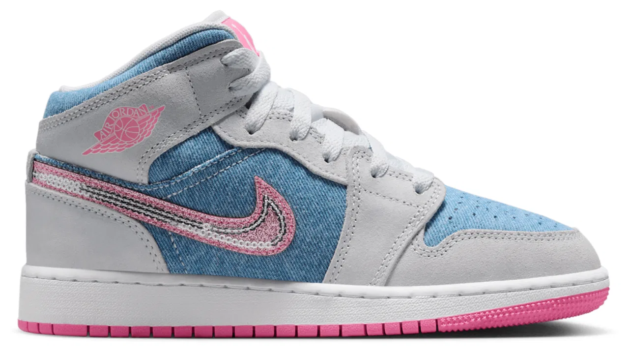 Кроссовки для девочек Air 1 Mid Jordan, цвет Cobalt Bliss/Pink Glow/White