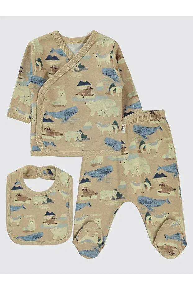 Детское боди-комплект для новорожденных с принтом Hibernation Printed Bodysuit Sets Civil Baby, Coffee With Milk