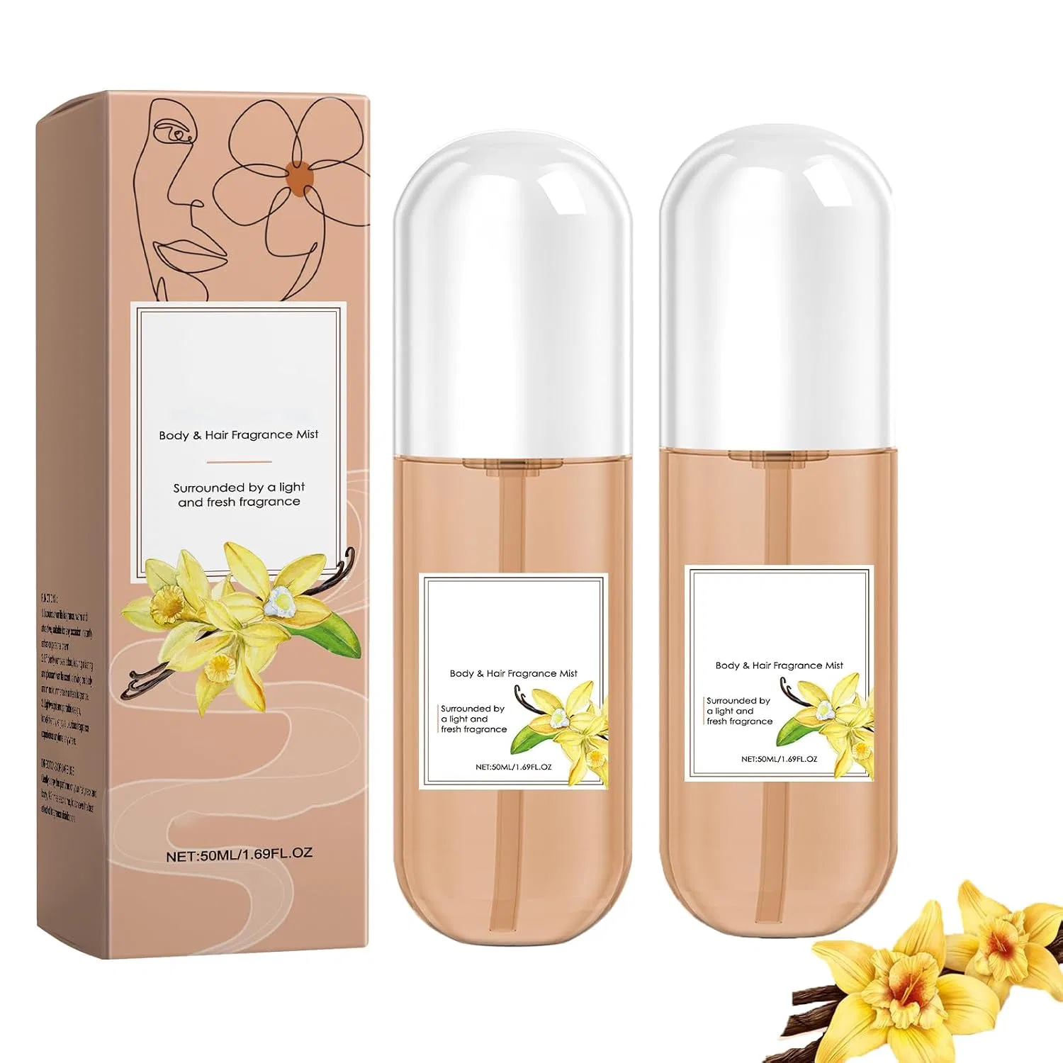 Спрей для тела Vanilla Scented LinBomZony, 2 шт., 50 мл