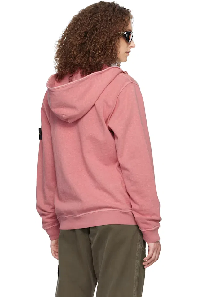 Розовое худи 6100032 Malfilé Fleece Old Effect Stone Island — фото 3
