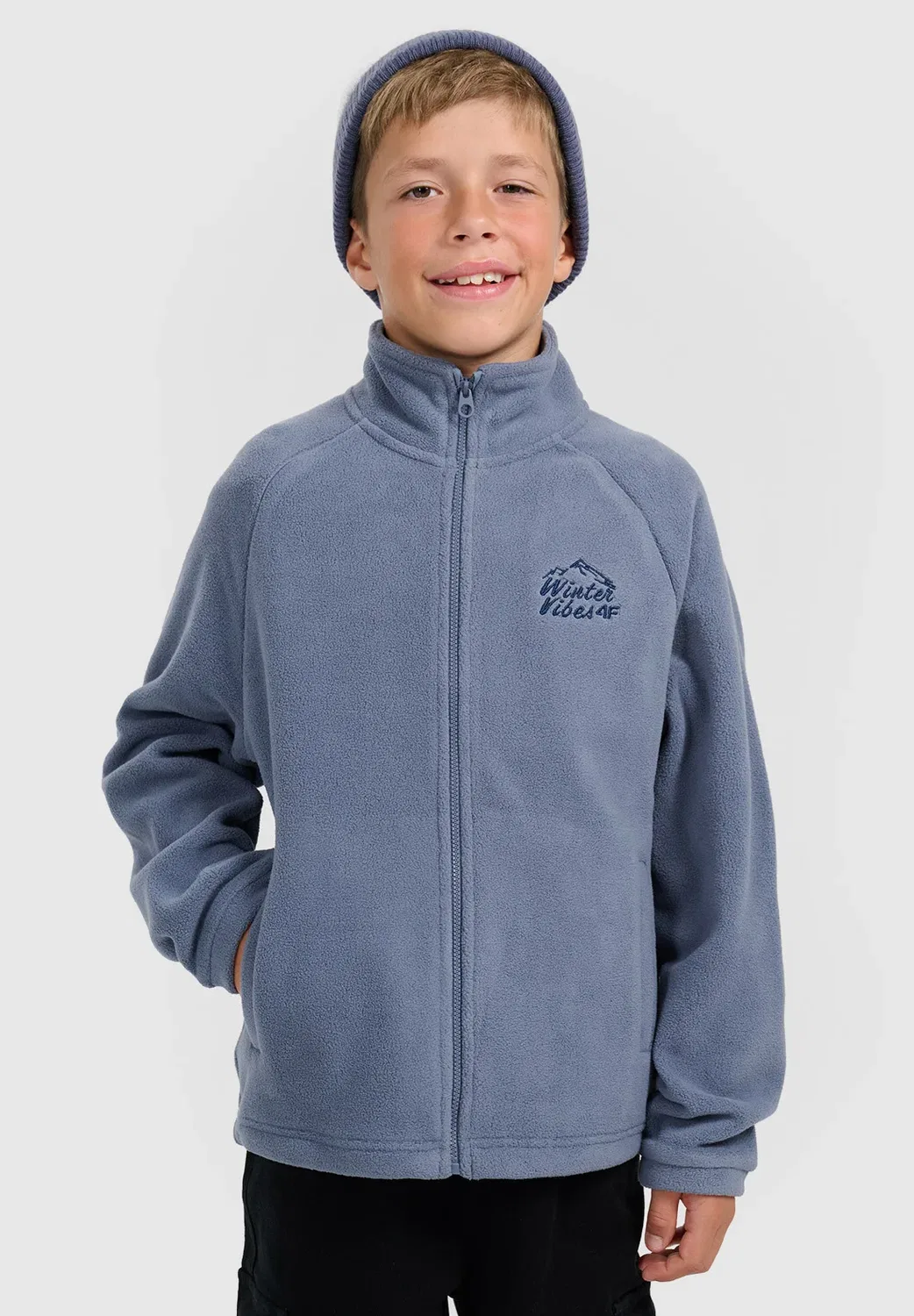 Polar Regular ze Stójką Chłopięcy - флисовая куртка 4F, Denim — фото 2