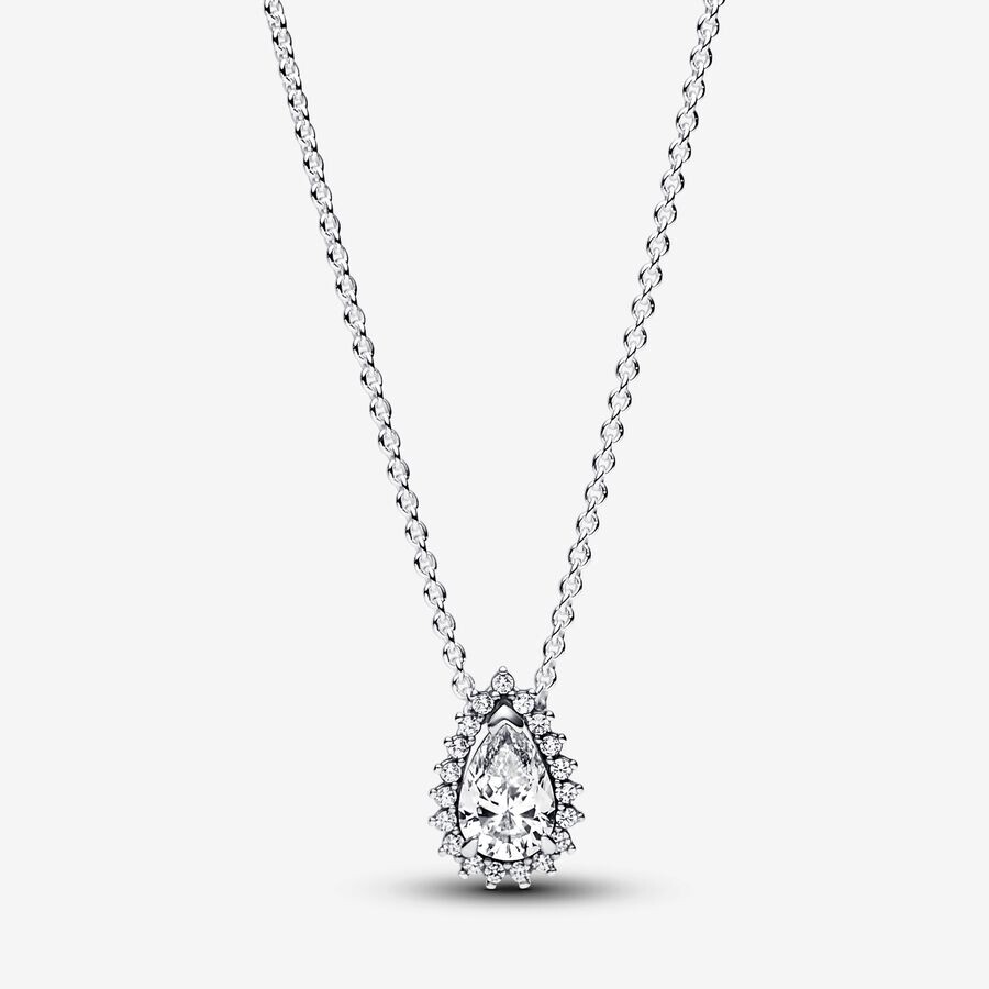 

Колье Pandora Sparkling Pear Halo, серебро