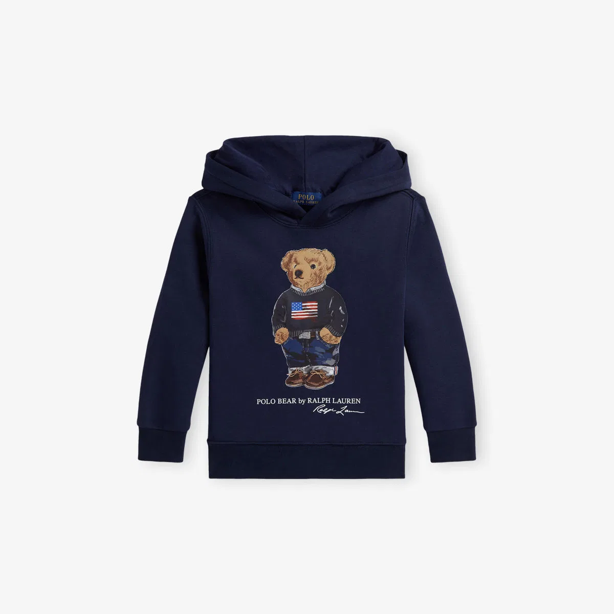 Детская хлопковая толстовка с капюшоном и принтом медведя Polo Ralph Lauren
