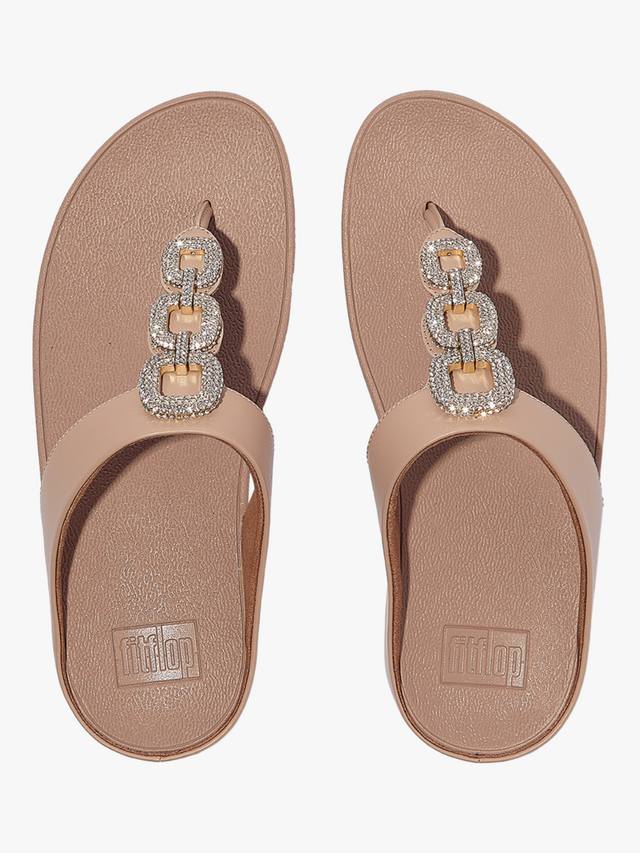Fino Crystal Chain кожаные босоножки T-Bar FitFlop, Classic Beige — фото 4