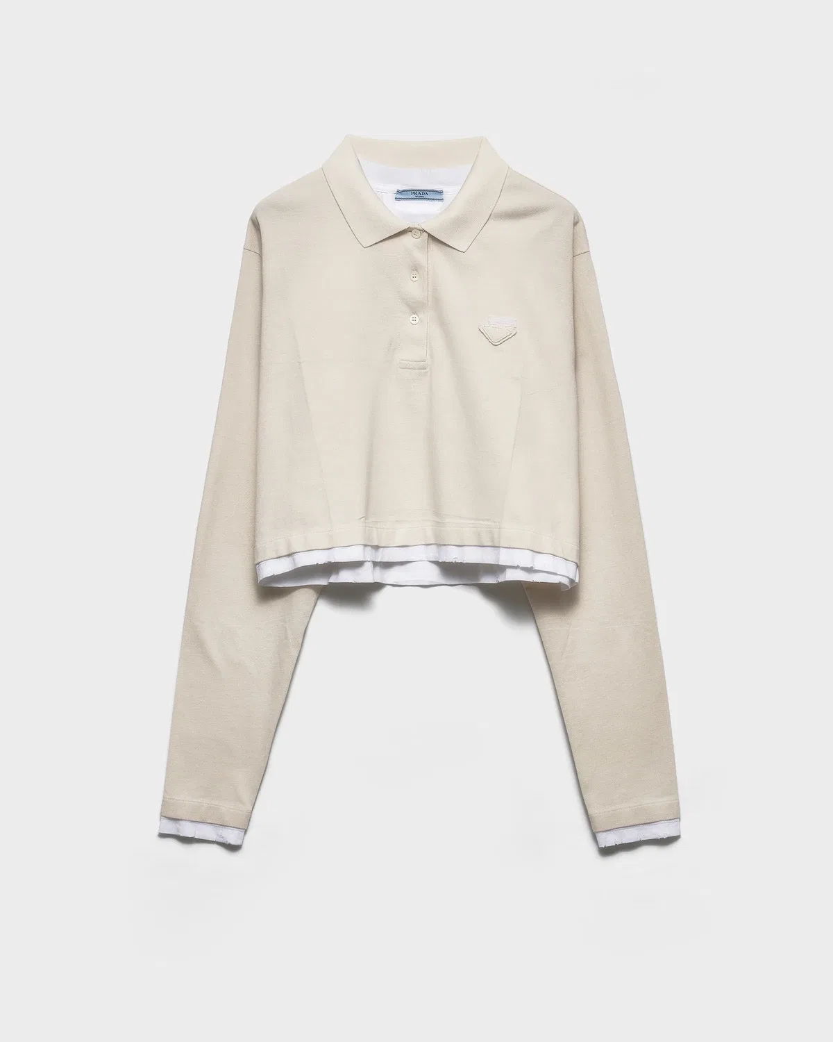 Футболка-поло с длинным рукавом Prada, белый