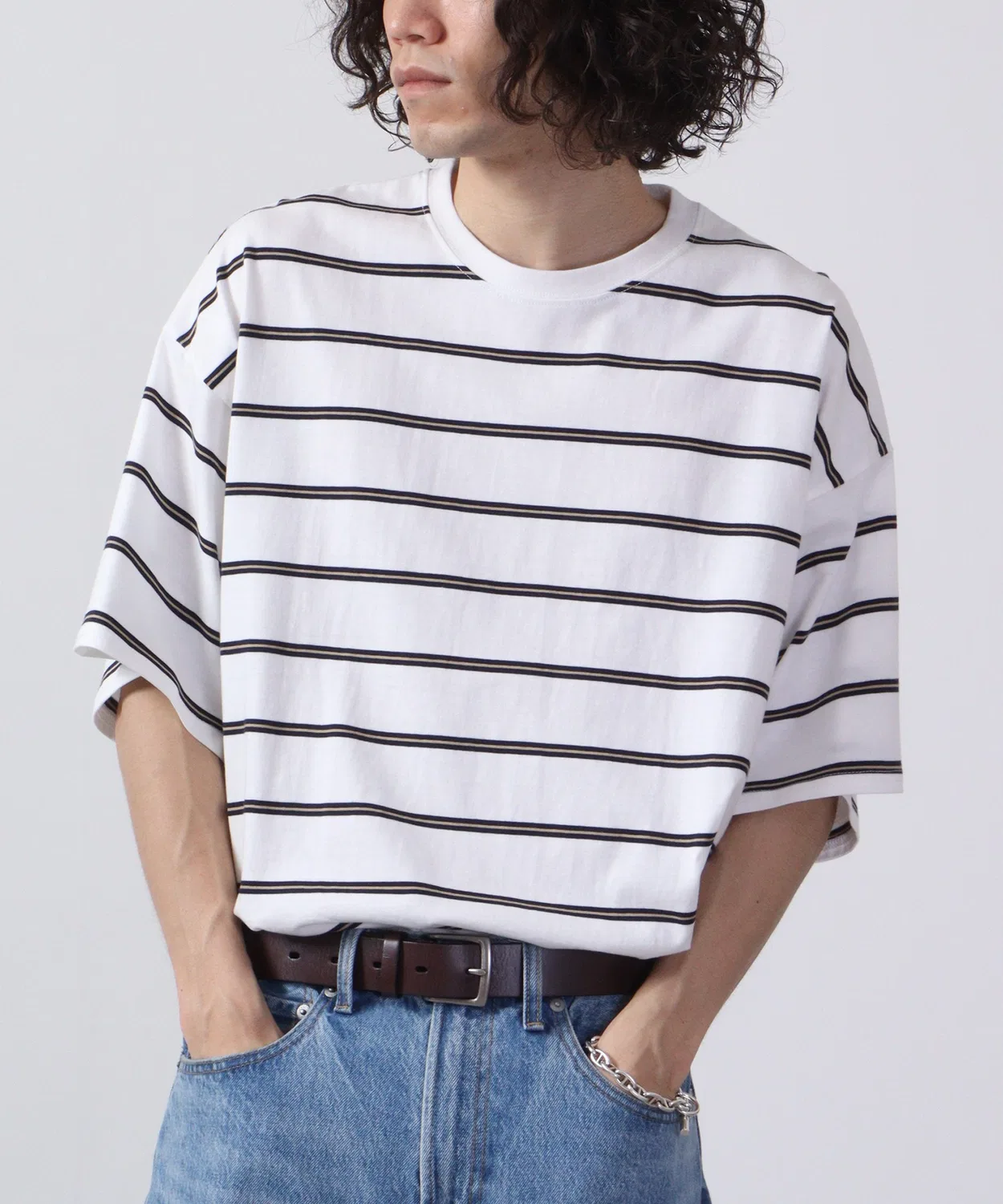 Детская футболка с принтом Multi-border short-sleeved T-shirt FUNALIVE, Heather Grey — фото 3