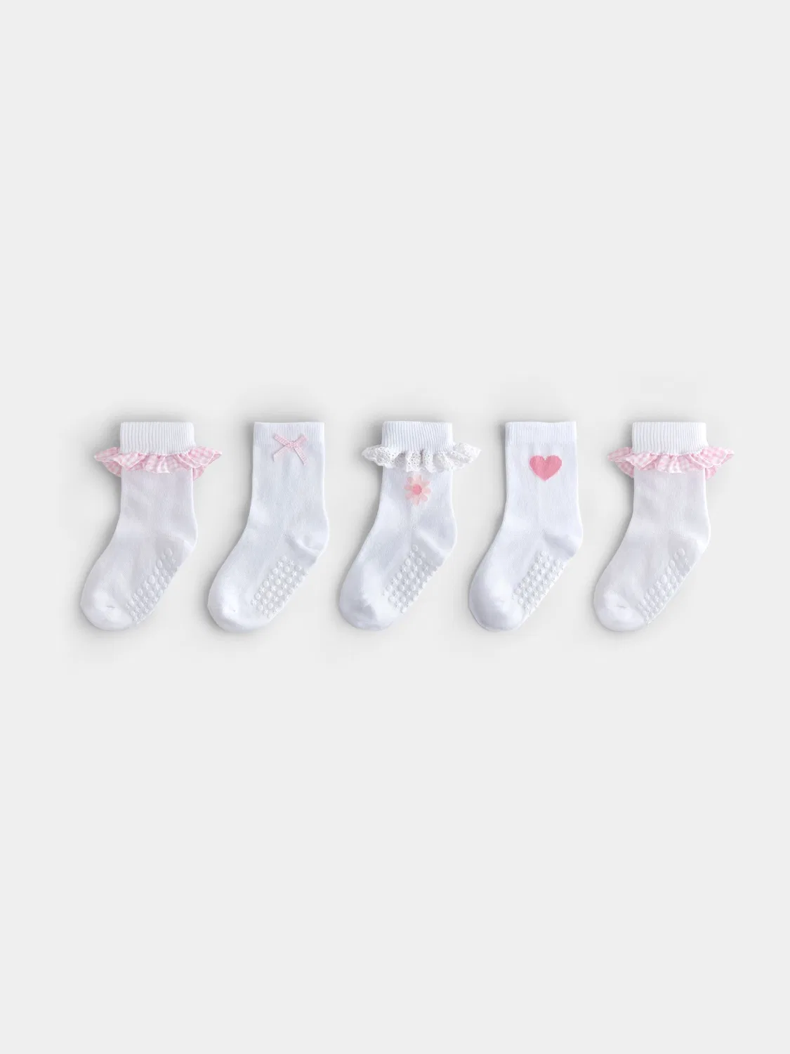 Комплект из 5 белых носков с оборками и бантиками JoJo Maman Bébé, Pure White