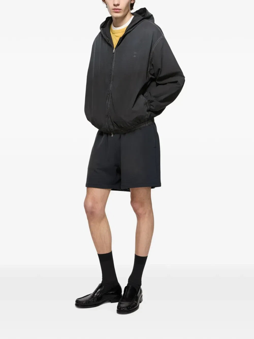Худи на молнии с логотипом Acne Studios, черный — фото 3
