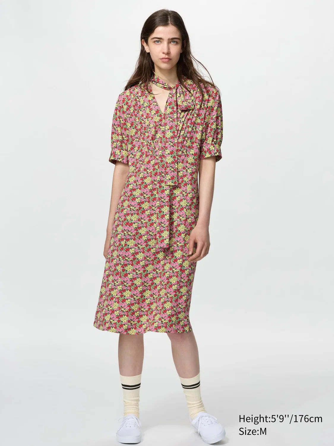 Платье Uniqlo, женское, с бантом, красный — фото 2
