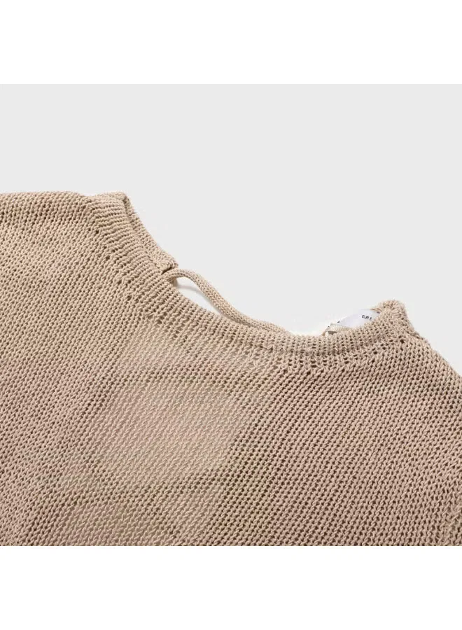 Топ трикотажный с коротким рукавом и кулисками на манжетах Zara, хаки — фото 4