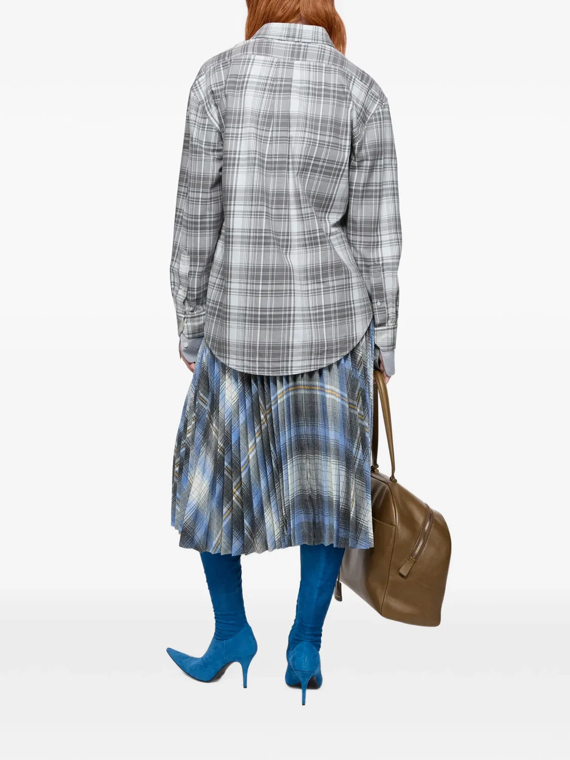 Многослойная фланелевая рубашка, серая Acne Studios, серый — фото 3