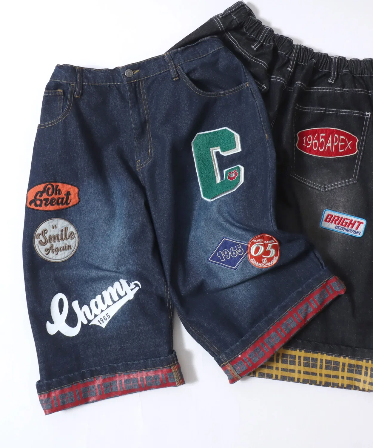 Детские шорты джинсовые с принтом, модель Street Design Patch & Print Roll Up SITRY, Blue