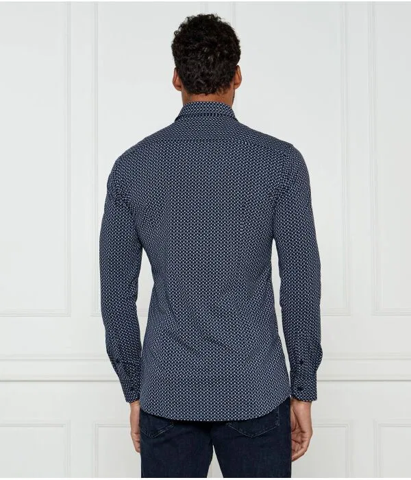 Мужская рубашка с длинным рукавом P-Hank-Kent-C1-222 Slim Fit BOSS, Blu Marino — фото 3
