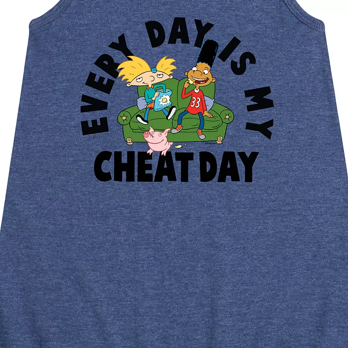 Детское платье-трапеция без рукавов с принтом Hey Arnold! Cheat Day Hey Arnold!, Heather Navy — фото 2