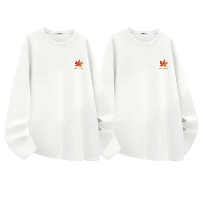 Детский комплект футболок с градиентным принтом кленового листа MINISO, [2 Pack] White+White (Gradient Maple Leaf Chest Logo)