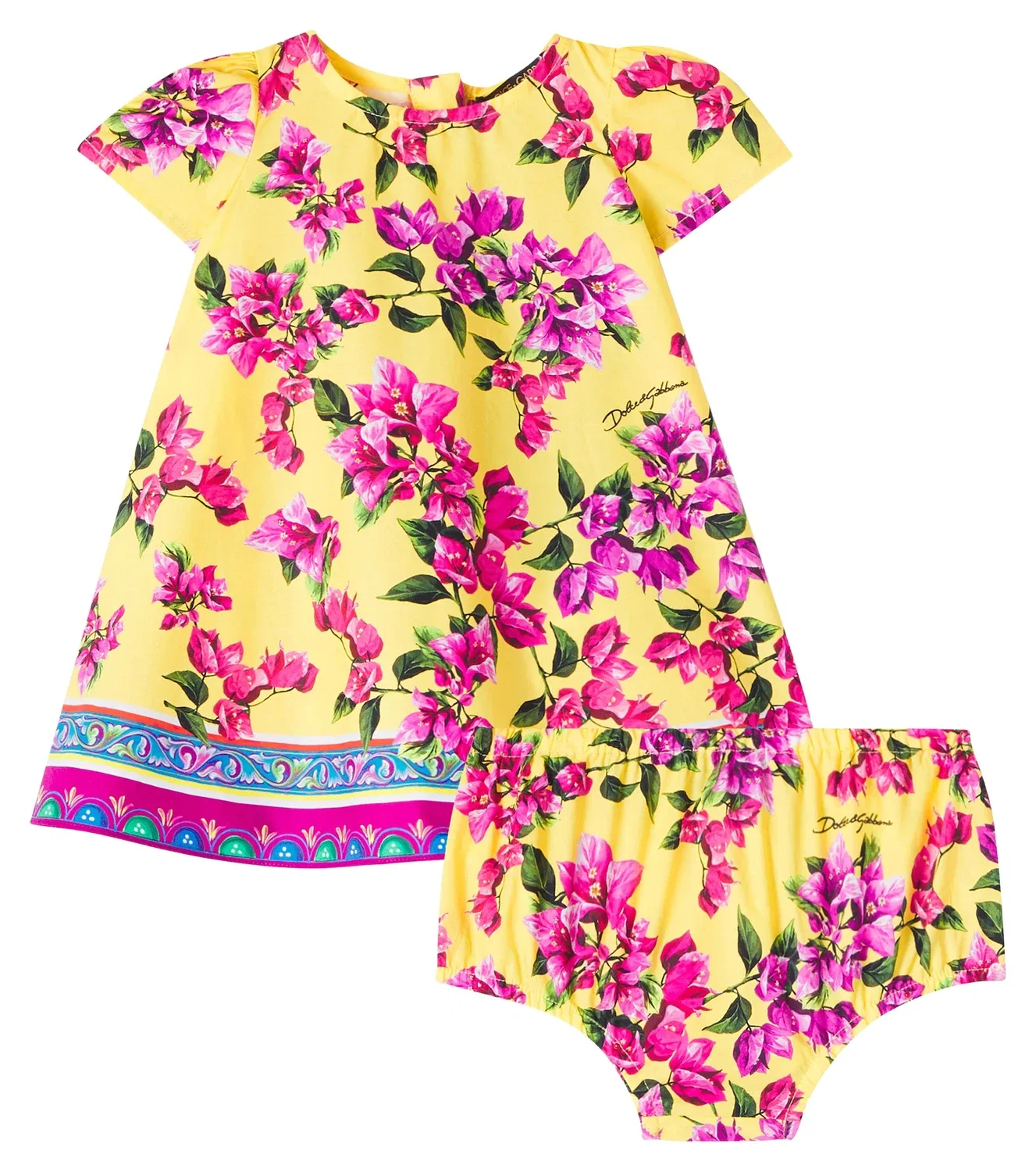 Комплект из платья и трусиков-халата Baby Taormina из хлопка Dolce&Gabbana Kids, желтый