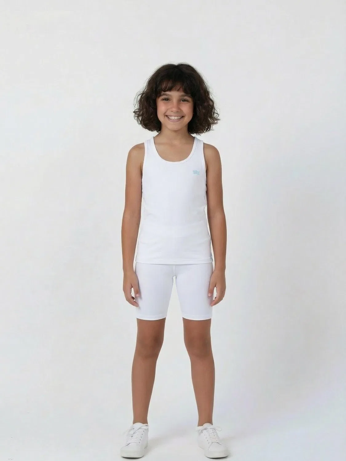 Узкие леггинсы Sportkind Short Tights белого цвета — фото 3