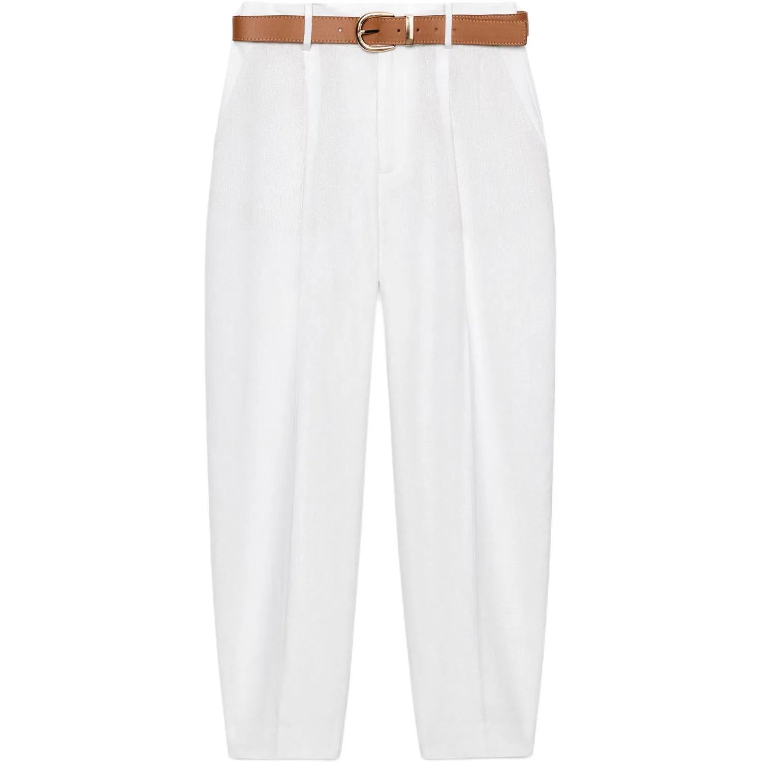 Женские брюки повседневные белые зауженные ZARA, White