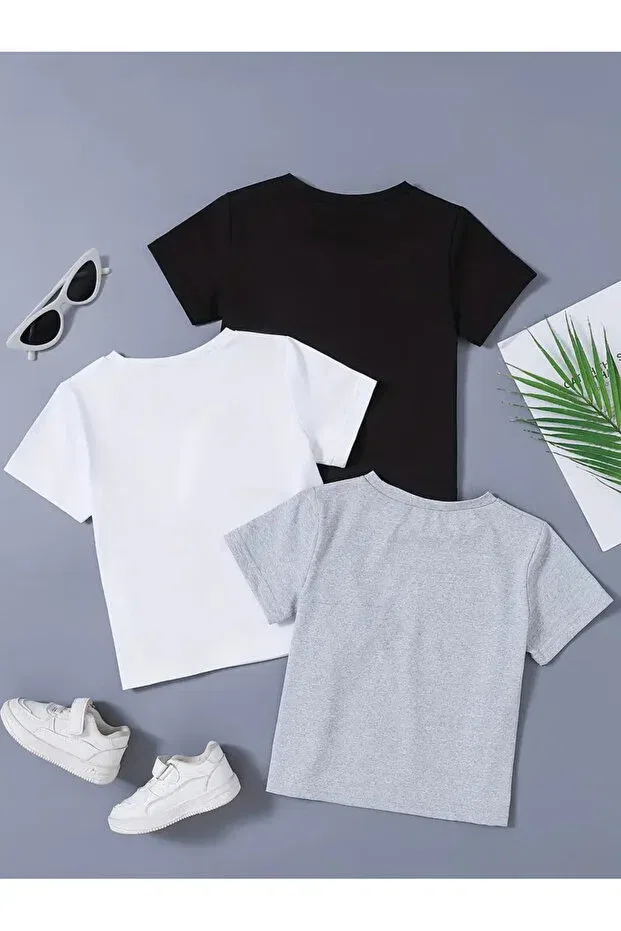 Детский комплект футболок оверсайз с принтом Sportswear Nplstore, White — фото 2