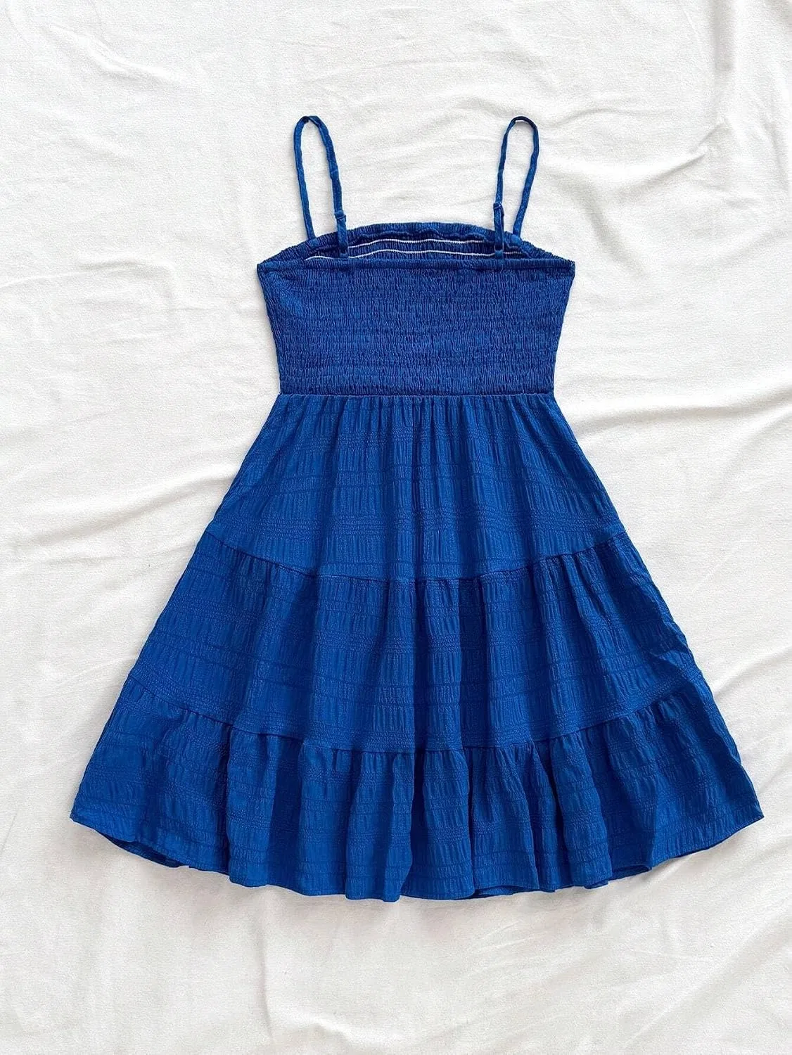 Женское летнее платье на бретелях с воланами, Royal Blue — фото 3
