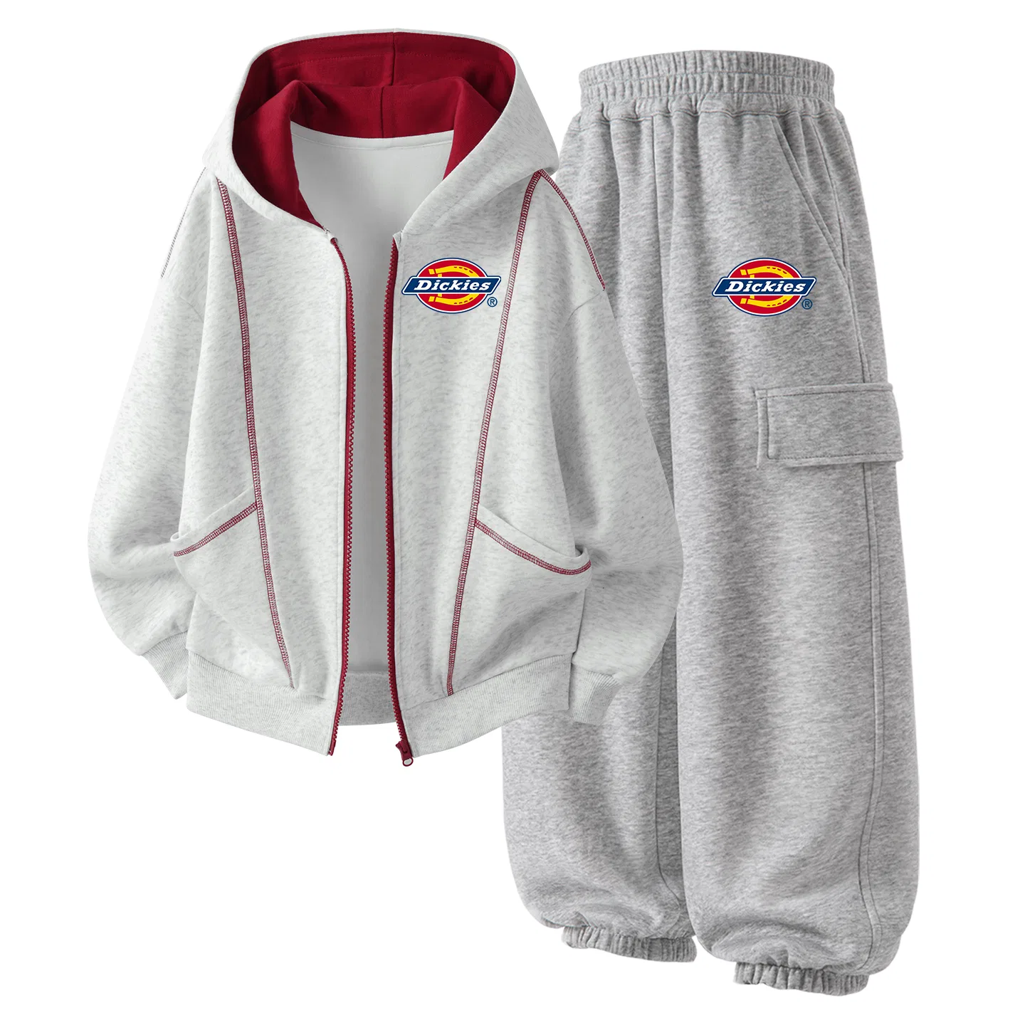 Детский спортивный комплект с принтом Dickies, Silicone Standard K White Heather Gray+Standard K Thick Light Heather Gray