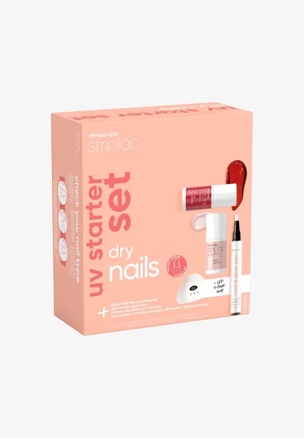 Набор для сушки ногтей Striplac UV Starter Set - 2 цвета - набор для маникюра Alessandro, красный/розовый — фото 2