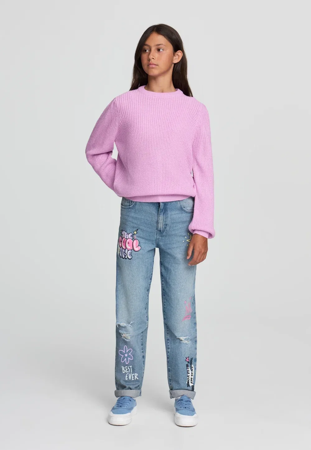 Con Stampe e Strappi - джинсы прямого кроя Terranova, Var Blu Denim Medio