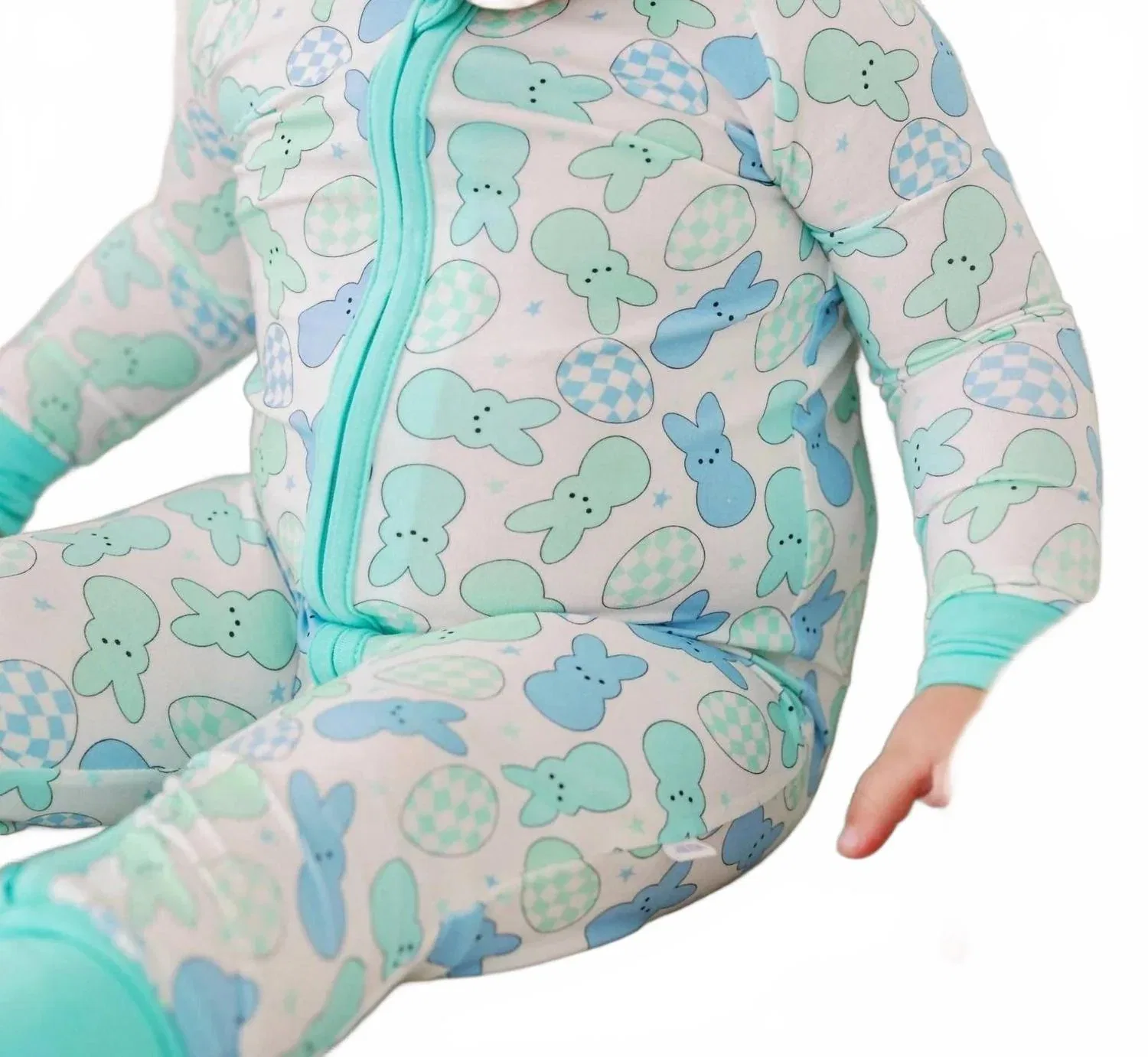 Детский боди-комбинезон для девочек на молнии с принтом Rockin Bunny Small Shop, синий — фото 2