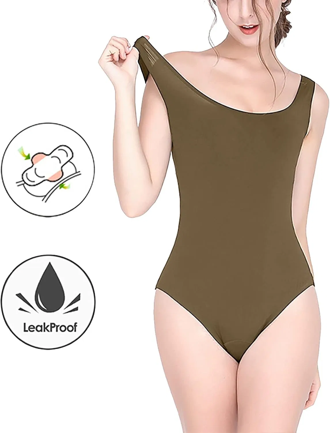Купальник слитный с впитывающей прокладкой Period Swimwear, Brown — фото 3